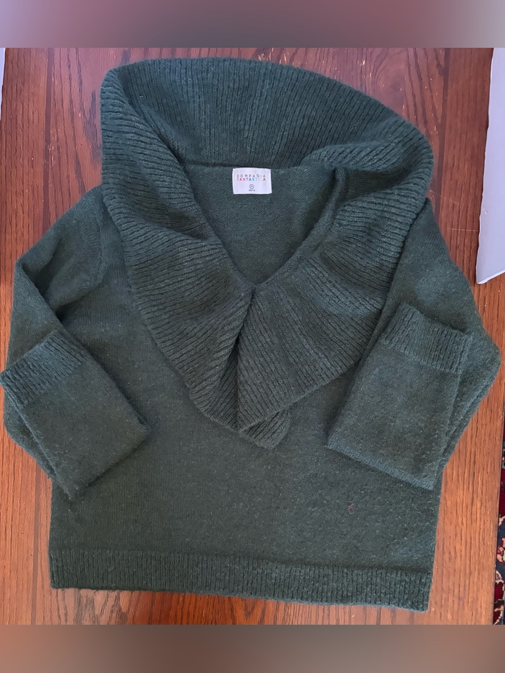 Shawl-Collar Dark Green Women's Sweater
